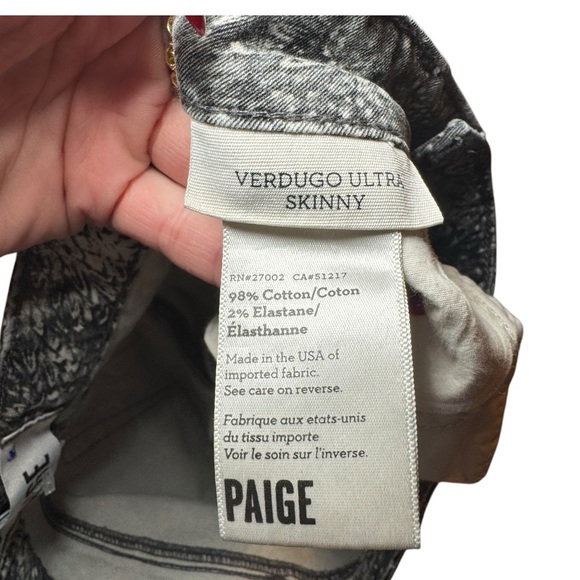 PAIGE Denim Feather Print Cotton Blend Verdugo Ultra Skinny Jeans 27 - Picture 8 of 11